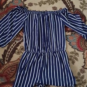 Stripped shorts romper